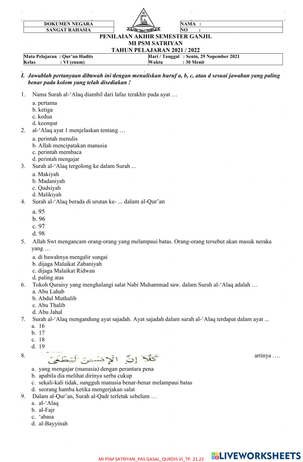 Detail Surat Al Qadr Urutan Ke Nomer 30