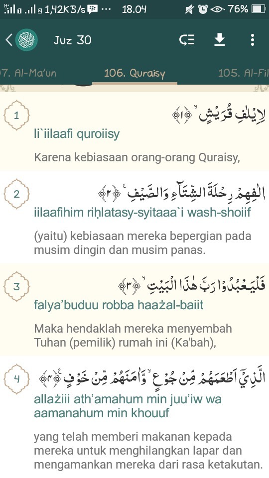Detail Surat Al Quraisy Ayat 1 4 Nomer 10