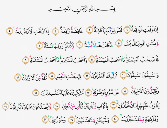 Detail Surat Al Waqiah 1 96 Nomer 16
