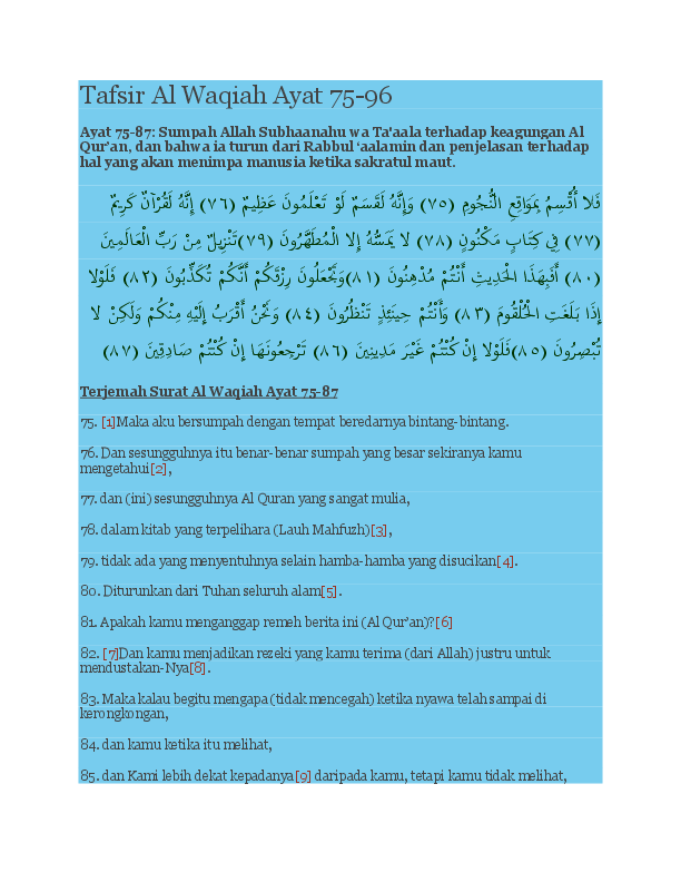 Detail Surat Al Waqiah Ayat 1 96 Nomer 45