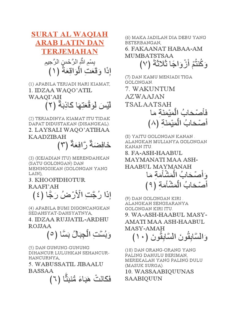 Detail Surat Al Waqiah Latinnya Saja Nomer 21