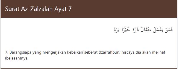 Detail Surat Al Zalzalah Ayat 7 Nomer 19