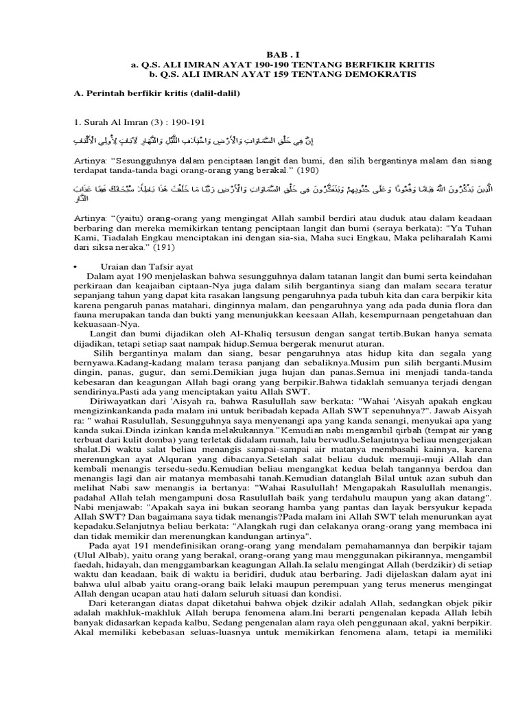 Detail Surat Ali Imran 190 191 Nomer 45