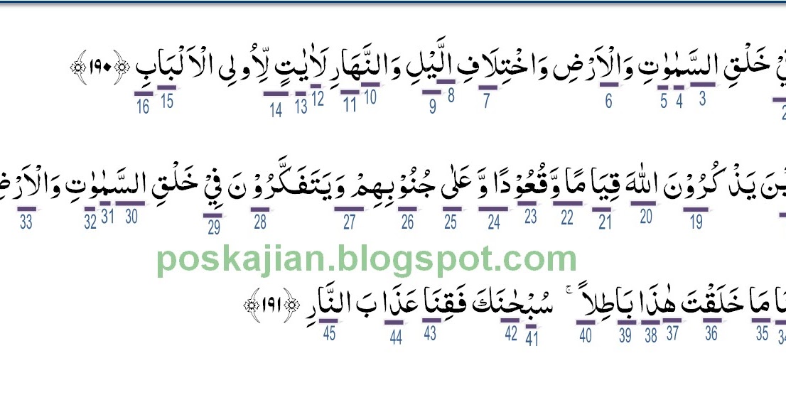 Detail Surat Ali Imran Ayat 190 Sampai 191 Nomer 35