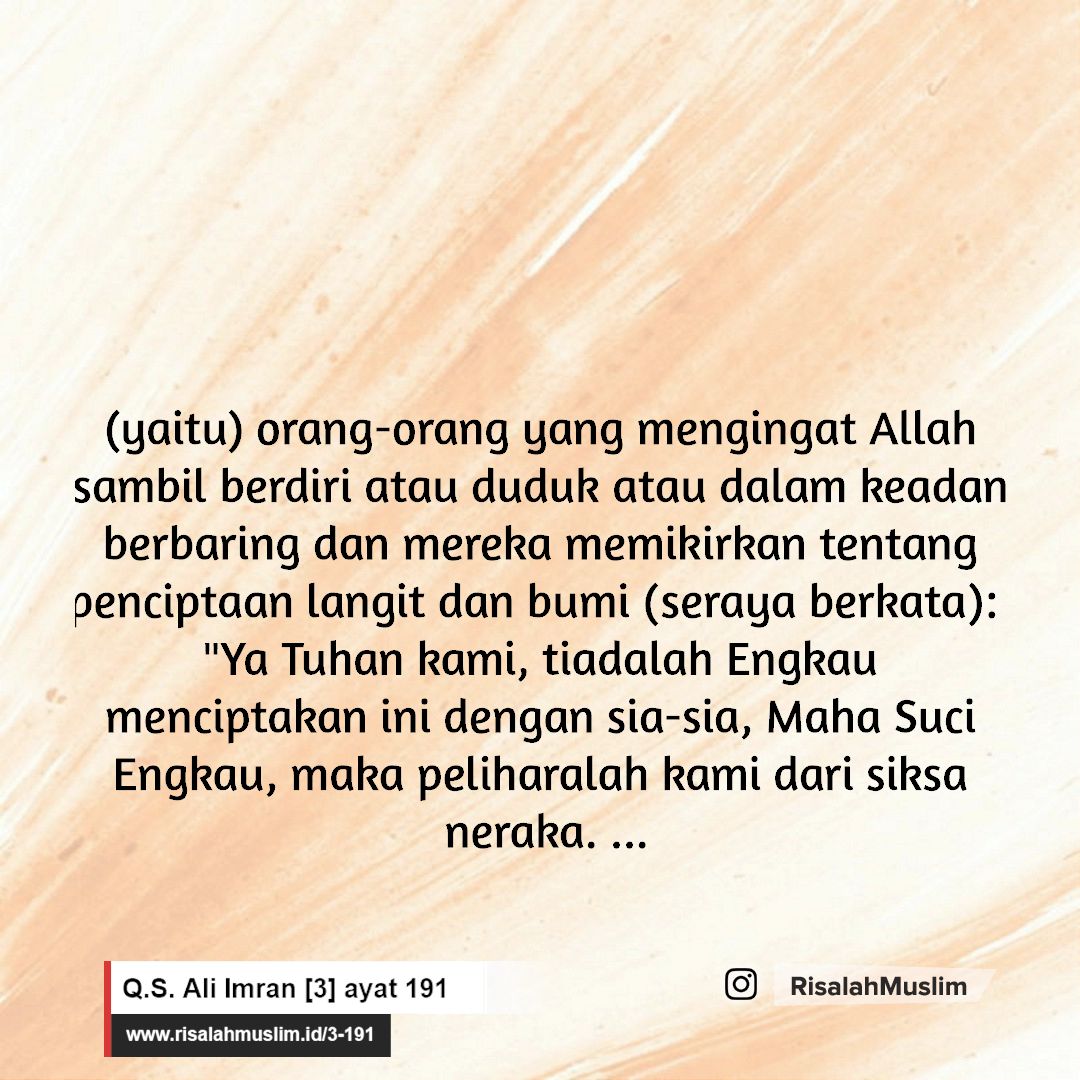 Detail Surat Ali Imran Ayat 191 Nomer 48