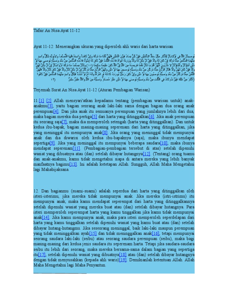 Detail Surat An Nisa Ayat 11 Nomer 20