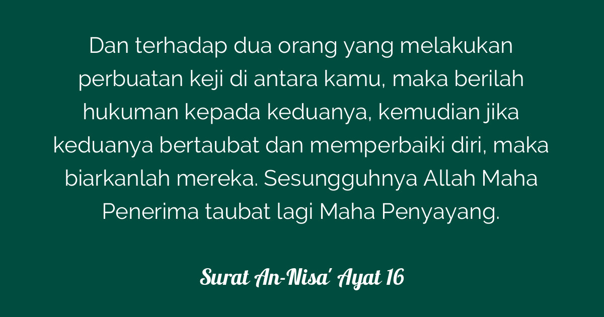 Detail Surat Annisa Ayat 16 Nomer 10