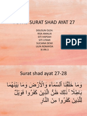 Detail Surat As Shad Ayat 27 Nomer 41