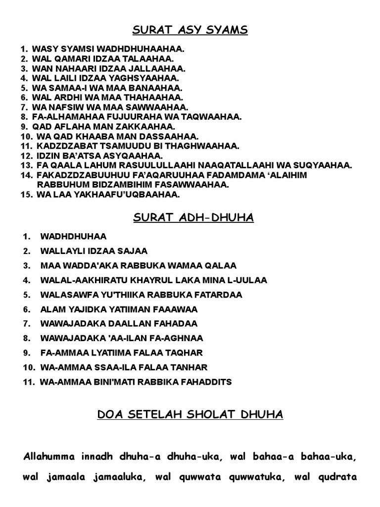 Detail Surat As Syamsi Dan Ad Dhuha Nomer 4