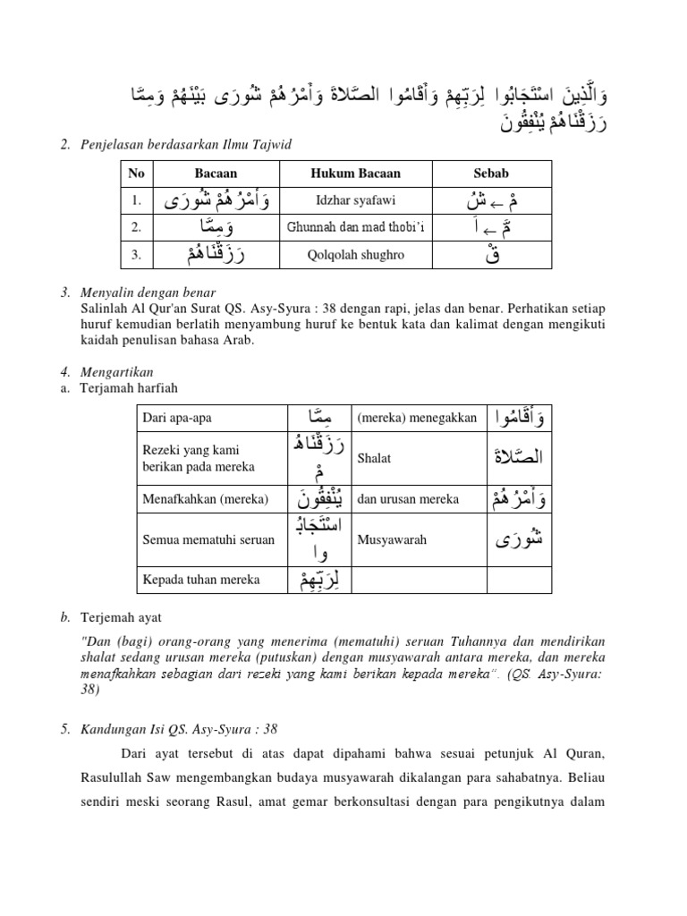 Detail Surat Asyura Ayat 38 Nomer 50