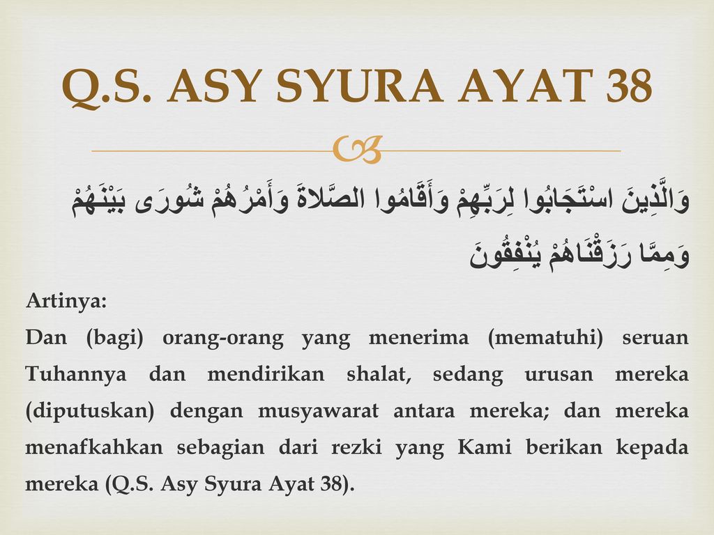 Detail Surat Asyura Ayat 38 Nomer 8