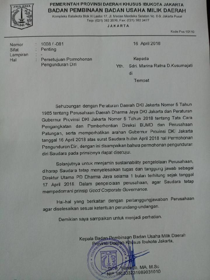 Detail Surat Balasan Pengunduran Diri Dari Perusahaan Nomer 45