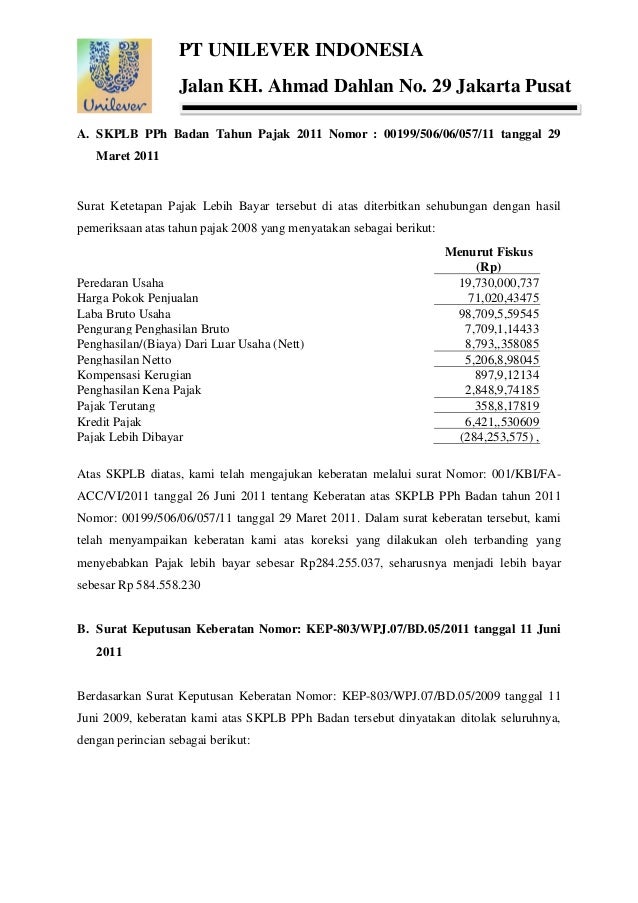 Detail Surat Banding Pajak Nomer 4