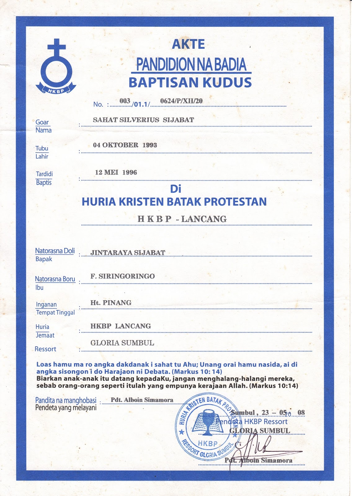 Detail Surat Baptis Katolik Nomer 12