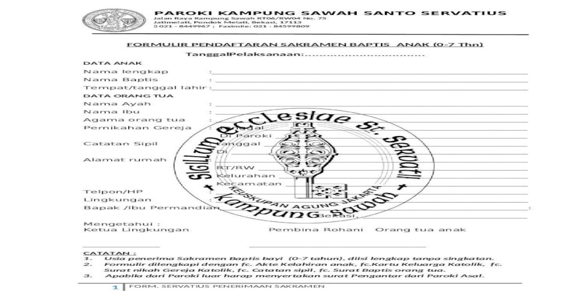 Detail Surat Baptis Katolik Nomer 24