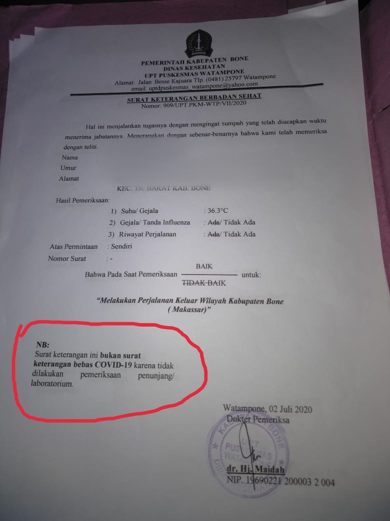 Detail Surat Bebas Corona Nomer 36