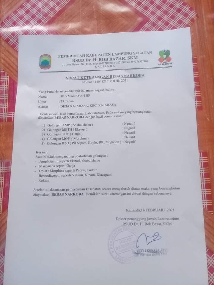 Detail Surat Bebas Narkoba Nomer 38