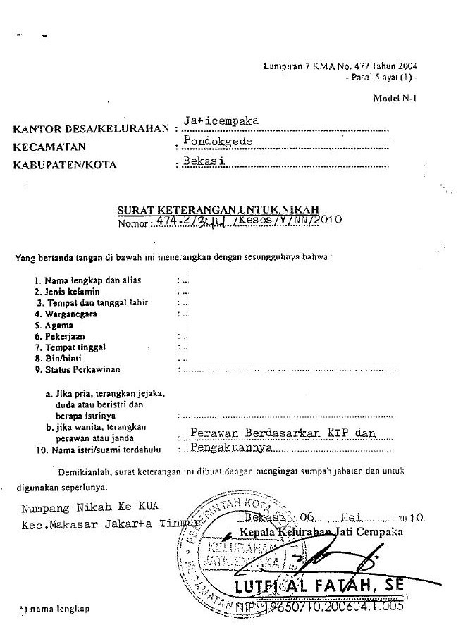 Detail Surat Boro Nikah Nomer 31