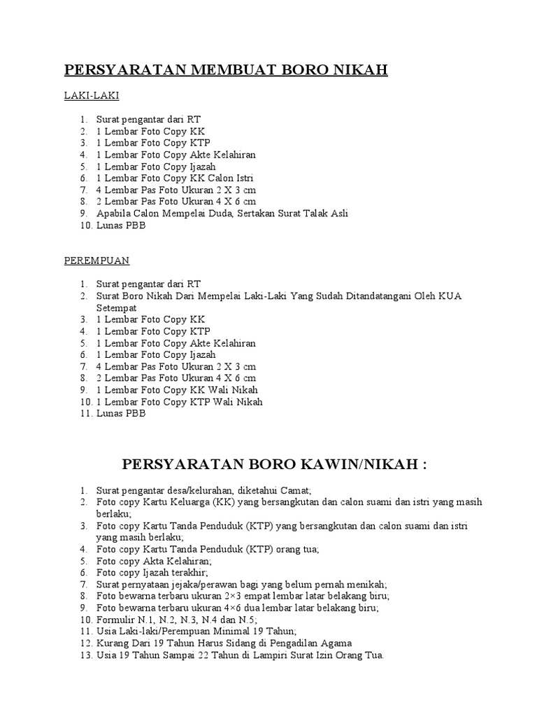 Detail Surat Boro Nikah Nomer 43