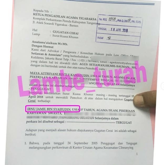 Detail Surat Cerai Istri Nomer 40