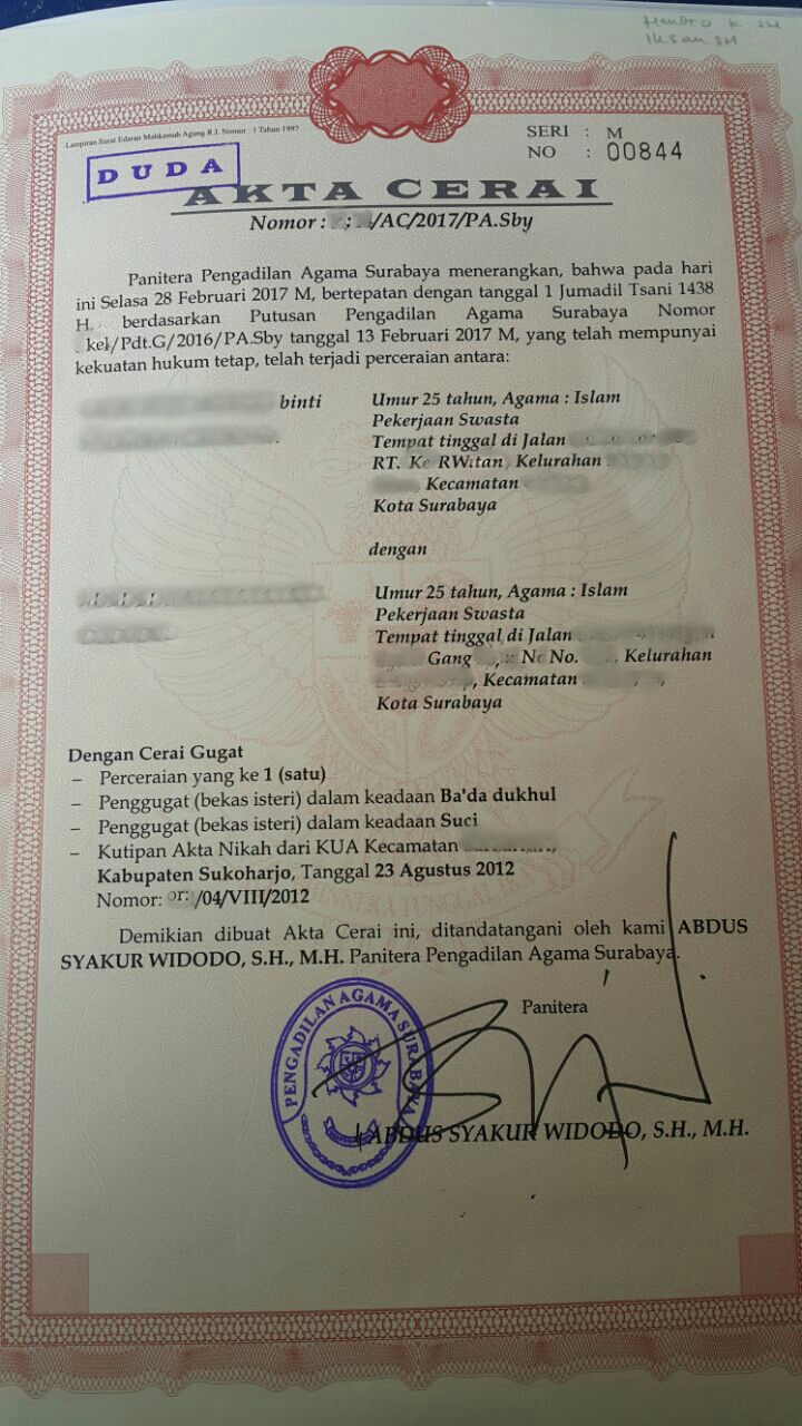 Detail Surat Cerai Palsu Nomer 24