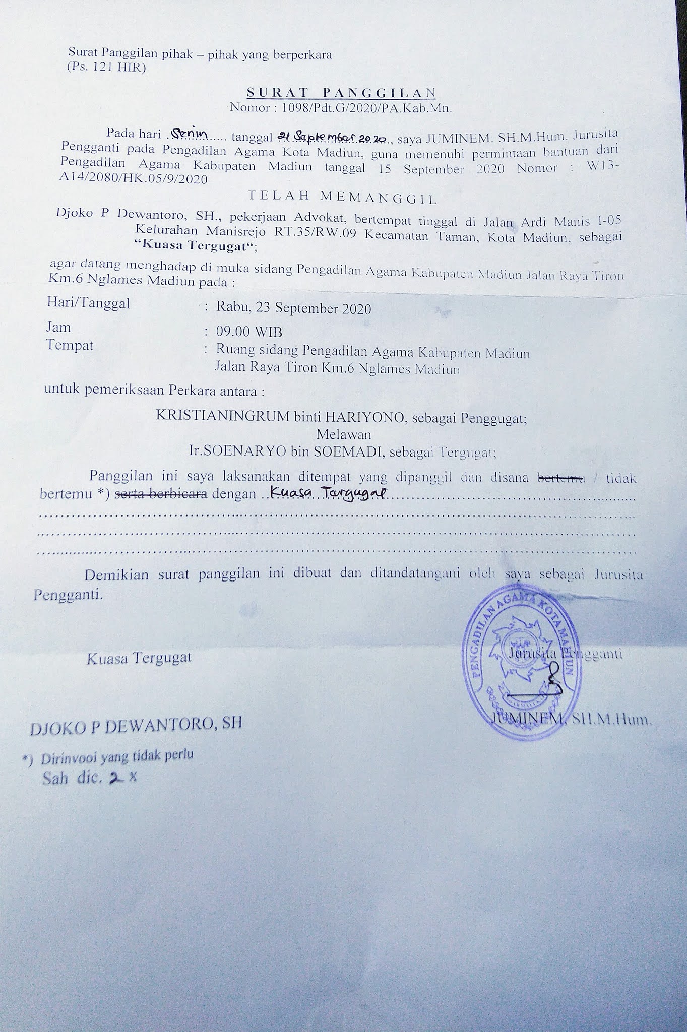 Detail Surat Cerai Pengadilan Nomer 25