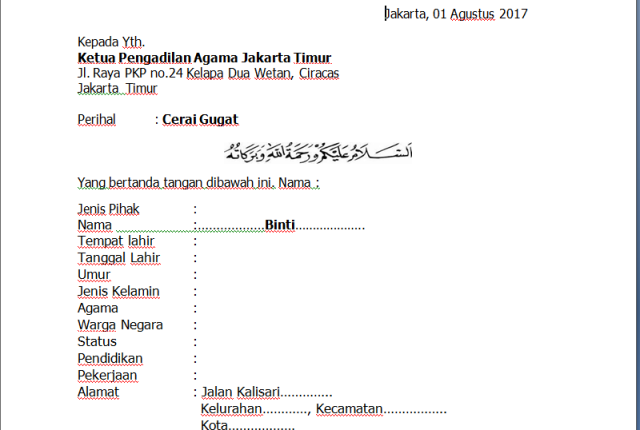 Detail Surat Cerai Talak Nomer 40