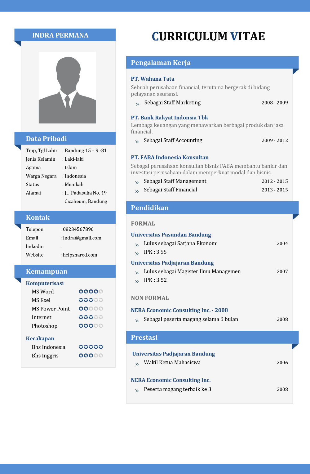 Detail Surat Curriculum Vitae Nomer 42