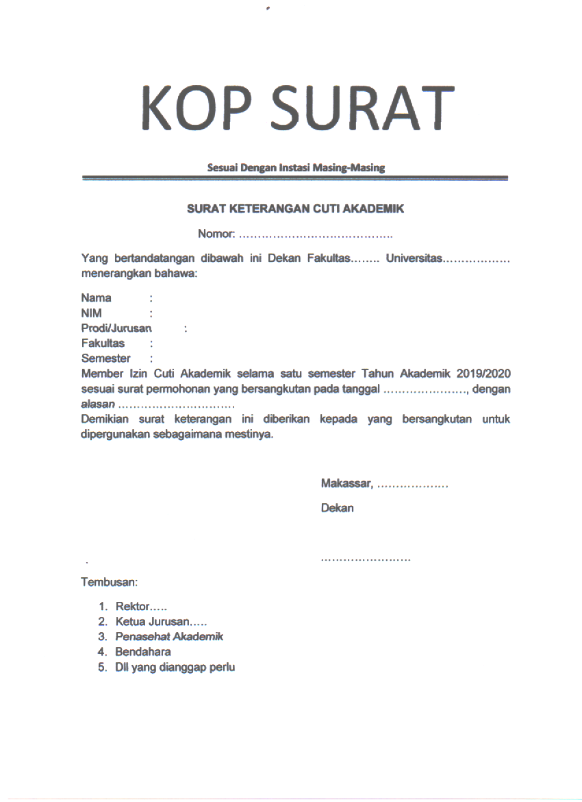 Detail Surat Cuti Kuliah Nomer 40