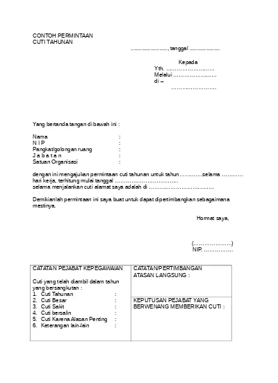 Detail Surat Cuti Tahunan Nomer 47