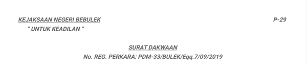 Detail Surat Dakwaan Tunggal Nomer 40