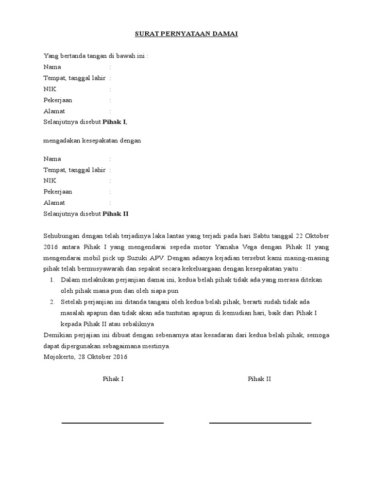 Detail Surat Damai Kecelakaan Nomer 17