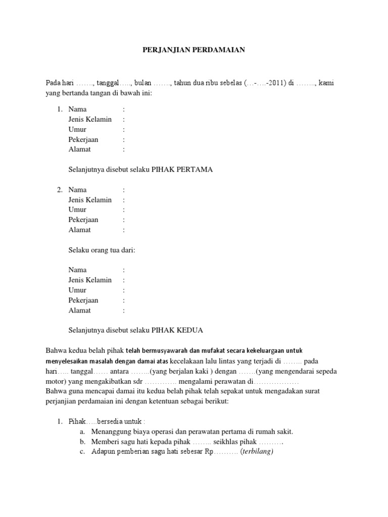Detail Surat Damai Kecelakaan Nomer 20