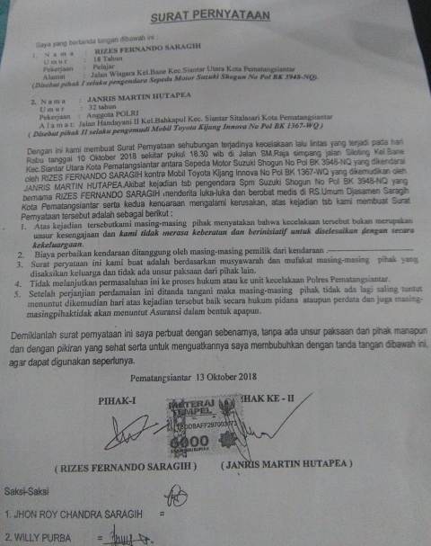 Detail Surat Damai Kecelakaan Nomer 23