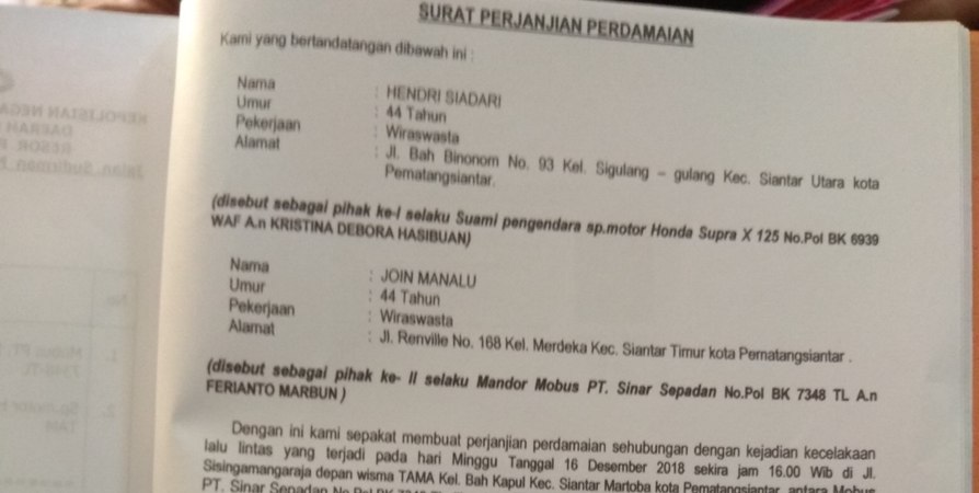 Detail Surat Damai Kecelakaan Nomer 4