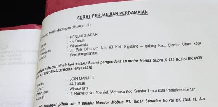 Detail Surat Damai Kecelakaan Nomer 31