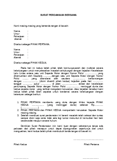 Detail Surat Damai Kecelakaan Nomer 6