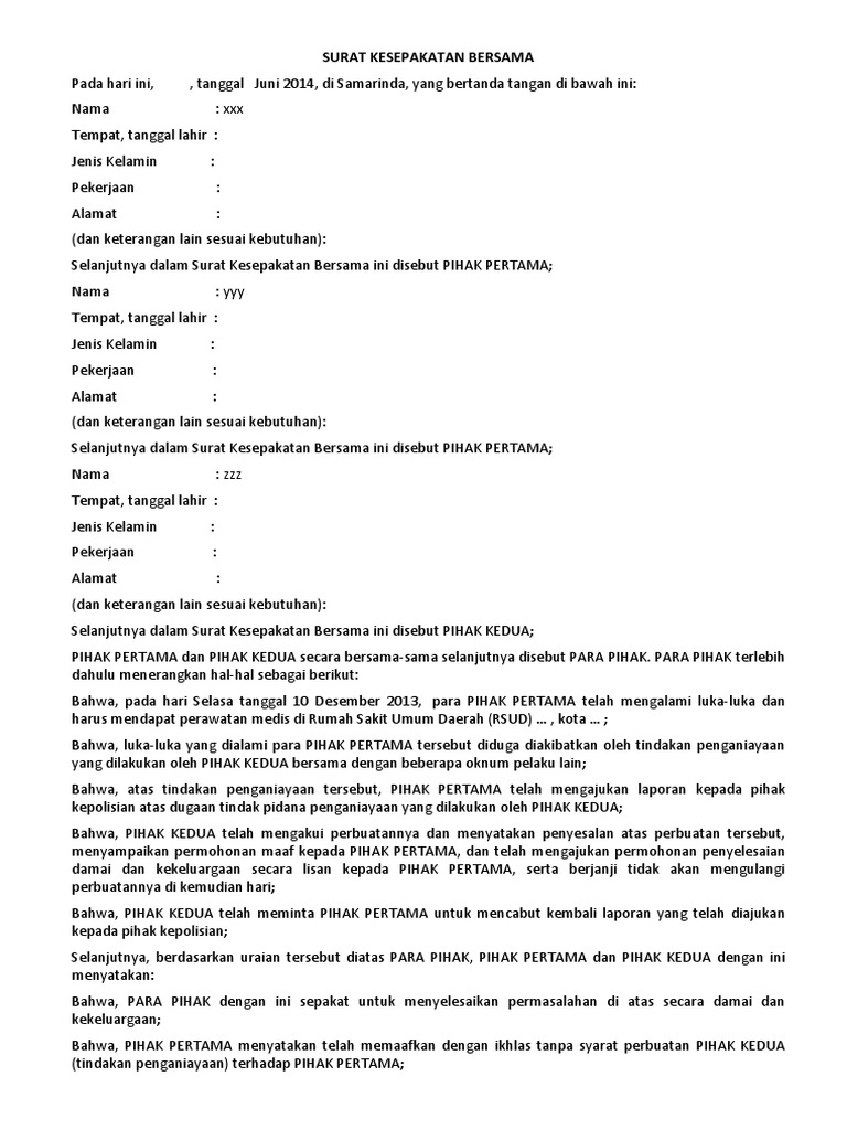 Detail Surat Damai Kecelakaan Nomer 47