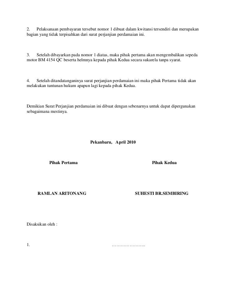 Detail Surat Damai Kecelakaan Nomer 50