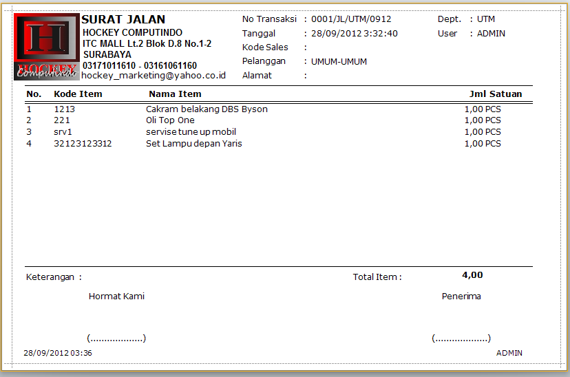 Detail Surat Delivery Order Perusahaan Nomer 22