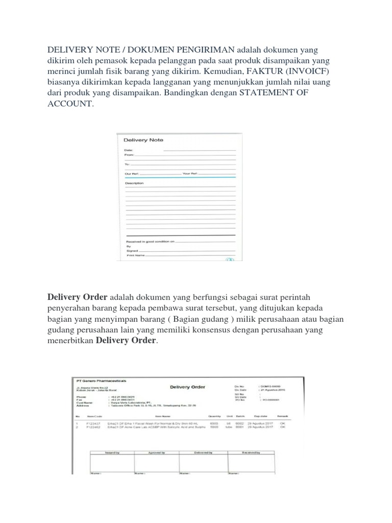Detail Surat Delivery Order Perusahaan Nomer 26