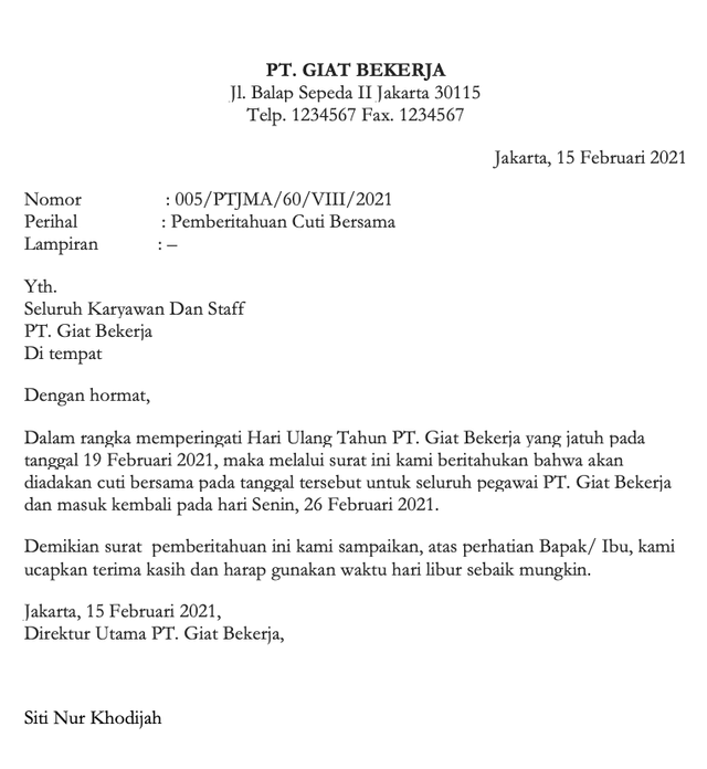 Detail Surat Dinas Pribadi Nomer 2