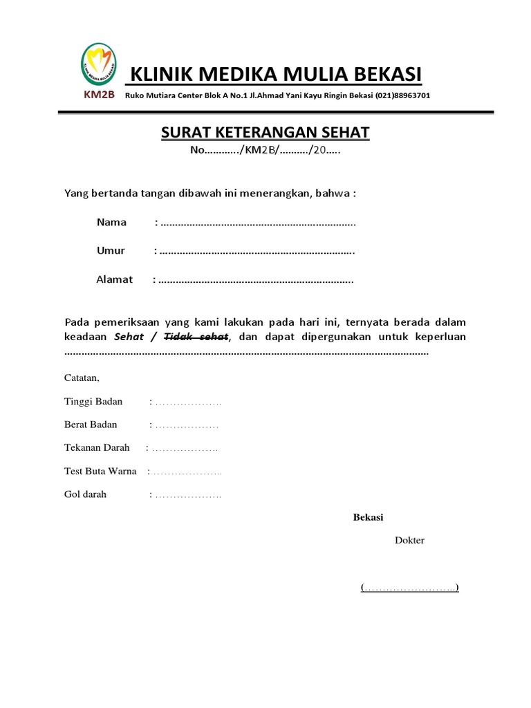 Detail Surat Dokter Bekasi Koleksi Nomer 5 Detail Surat Dokter Bekasi Koleksi Nomer 5