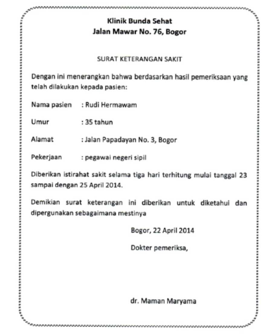 Detail Surat Dokter Bogor Nomer 36