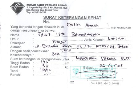 Detail Surat Dokter Bogor Nomer 38