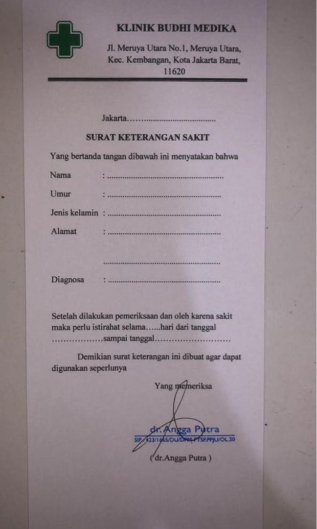 Detail Surat Dokter Izin Sakit Nomer 46