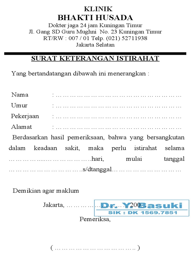 Surat Dokter Klinik 24 Jam - KibrisPDR