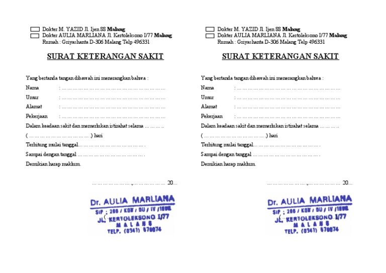 Detail Surat Dokter Klinik Nomer 26