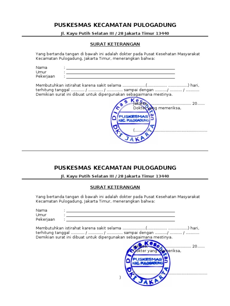 Detail Surat Dokter Puskesmas Nomer 17