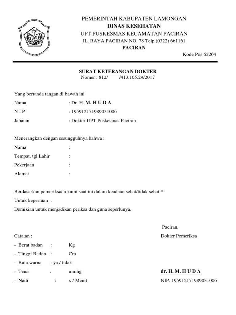 Detail Surat Dokter Puskesmas Nomer 29